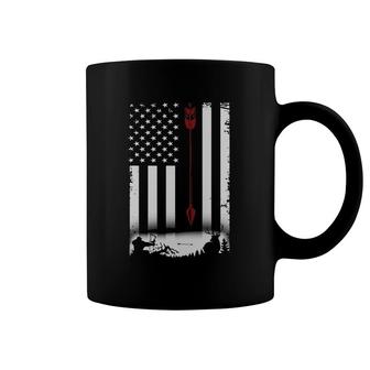 Vintage Bow Hunting American Flag Patriotic Usa Deer Hunting Coffee Mug | Mazezy