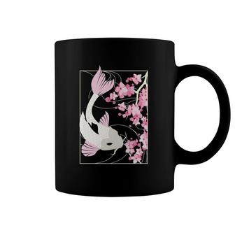 Vintage Cherry Blossom I Japanese Fish I Koi Carp Coffee Mug | Mazezy