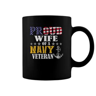 Vintage Proud Wife Of A Navy For Veteran Gifts Coffee Mug | Mazezy
