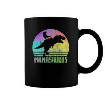 Vintage Retro Mamasaurus Rainbow Sunset Gift For Mother Of 1 Ver2 Coffee Mug | Mazezy