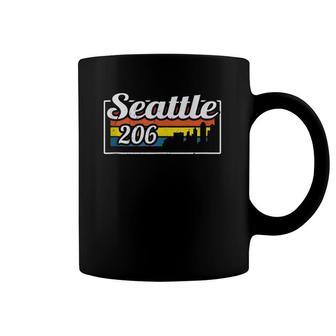 Vintage Seattle City Skyline 206 State Of Washington Retro Coffee Mug | Mazezy