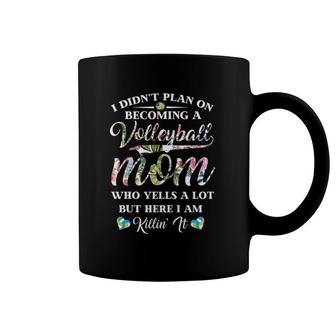 Volleyball Quote Floral Design Mother's Day For Mom Coffee Mug | Mazezy