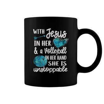 Volleyball With Jesus In Her Heart Coffee Mug | Mazezy