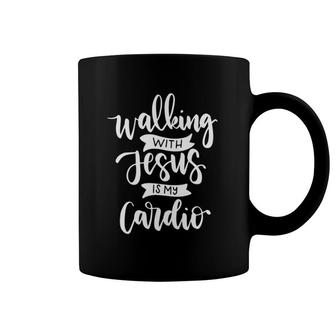 Walking With Jesus Is My Cardio Coffee Mug | Mazezy AU