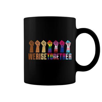We Rise Together Black Pride Blm Lgbt Raised Fist Equality Coffee Mug | Mazezy