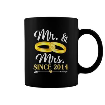 Wedding Ring Married Mr & Mrs Since 2014 Happy Husband Wife Coffee Mug | Mazezy