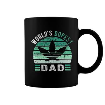 Weed Green Color Worlds Dopest Dad Funny Leaf Gift For Men Women Coffee Mug - Seseable