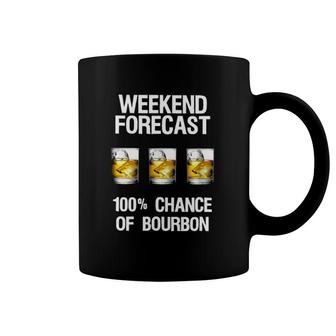 Weekend Forecast 100 Chance Of Burbon Funny Drinkers Coffee Mug | Mazezy
