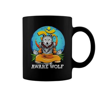Werewolf Pun Halloween Costume Aware Wolf Yoga Meditation Coffee Mug | Mazezy
