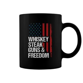 Whiskey Steak Guns & Freedom Patriotic Dad Grandpa Us Flag Coffee Mug | Mazezy