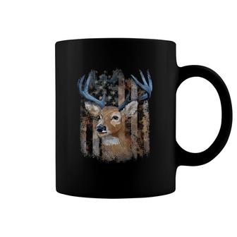 Whitetail Buck Deer Hunting American Flag Buck Hunting Coffee Mug | Mazezy