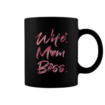 Wife Mom Boss Pink Coffee Mug | Mazezy
