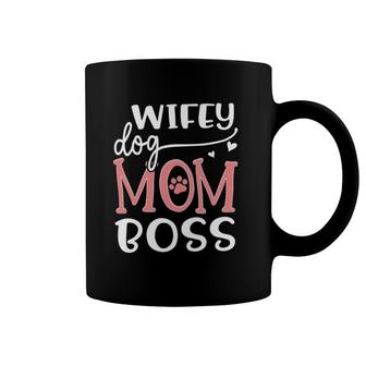Wifey Dog Mom Boss Paw Print Mother's Day Hearts Coffee Mug | Mazezy