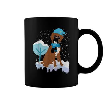Winter Dog Snowing Snowflakes Dog Owner Cute Pet Boxer Coffee Mug | Mazezy