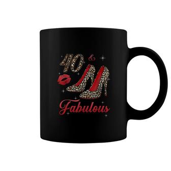Women 40 And Fabulous Leopard High Heels Happy 40th Birthday Coffee Mug - Seseable