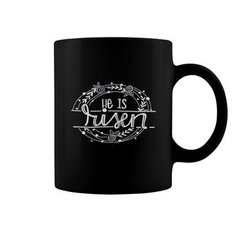 Women He Is Risen Christian Easter Lily Graphic Cute Easter Egg Inspirational Coffee Mug - Thegiftio
