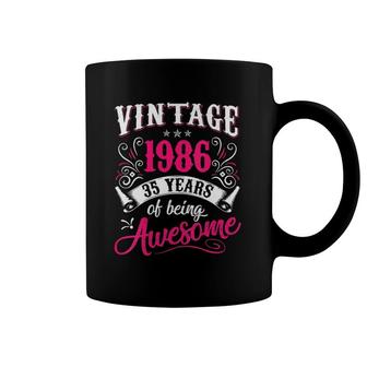 Womens 35Th Birthday Gift Vintage 1986 35 Years Of Being Awesome V-Neck Coffee Mug | Mazezy