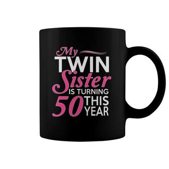 Womens 50Th Birthday Gifts For Twin Sisters Funny Birth Year V-Neck Coffee Mug | Mazezy