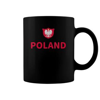 Womens Awesome Poland Polish Red Text Coat Of Arms Eagle Polska V-Neck Coffee Mug | Mazezy