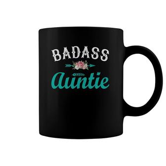 Womens Badass Auntie Funny Mother's Day Tee Soon To Be Auntie Coffee Mug | Mazezy UK