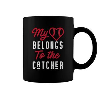 Womens Baseball Mom - Heart Belongs To The Catcher Coffee Mug | Mazezy
