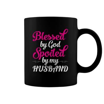 Womens Blessed By God Spoiled By Husband Mother's Day Tee Coffee Mug | Mazezy