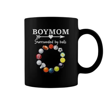 Womens Boy Mom Surrounded By Balls Gift For Women Mother's Day Coffee Mug | Mazezy