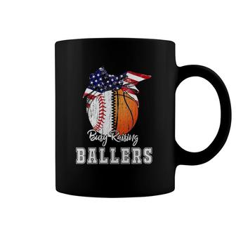 Womens Busy Raising Ballers Baseball Basketball Mom Mother's Day Coffee Mug | Mazezy