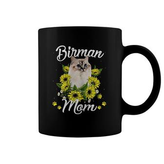 Womens Cat Mom Mother's Day Gifts Sunflower Birman Mom Coffee Mug | Mazezy