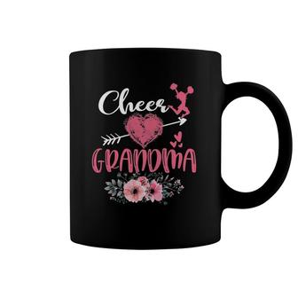 Womens Cheer Grandma Floral Funny Cheerleader Heart Mother's Day Coffee Mug | Mazezy