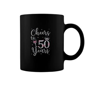 Womens Cheers To 50 Years 50th Birthday Gift For Womens Coffee Mug - Seseable