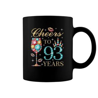 Womens Cheers To 93 Years 93 Years Old Women 93 Birthday Cute V-Neck Coffee Mug | Mazezy