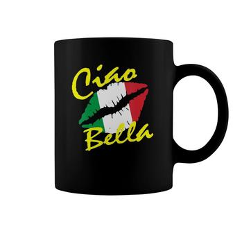 Womens Ciao Bella Italian Lips Travel Italy Flag Lover Gift Coffee Mug | Mazezy