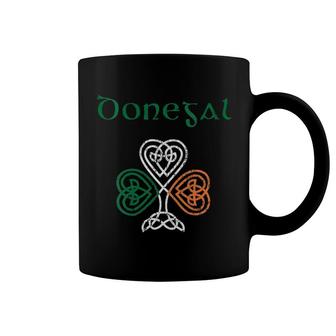 Womens County Donegal Shamrock Ireland Flag Craic And Ceol V-Neck Coffee Mug | Mazezy