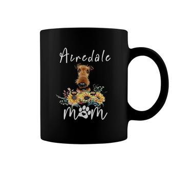 Womens Cute Airedale Mom Sunflower Dog Mom Mother's Day Coffee Mug | Mazezy