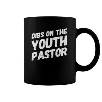 Womens Dibs On The Youth Pastor Cute Pastor's Wife Gift V-Neck Coffee Mug | Mazezy