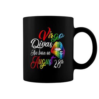 Womens Divas Are Born On August 28Th Virgo Birthday Girl Rainbow Raglan Baseball Tee Coffee Mug | Mazezy