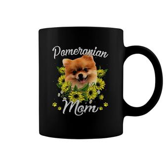Womens Dog Mom Mother's Day Gift Sunflower Pomeranian Mom Coffee Mug | Mazezy