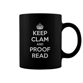 Womens English Teacher & Writer Gifts - Keep Clam And Proofread V-Neck Coffee Mug | Mazezy