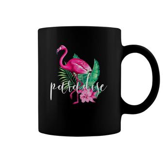 Womens Enjoy Travel Summer Beach Sea Sun Graphic Design Flamingo V-Neck Coffee Mug | Mazezy