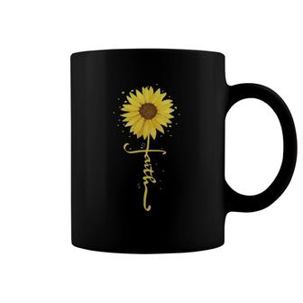 Womens Faith In God Sunflower Faith Blessed Thankful Jesus Coffee Mug | Mazezy