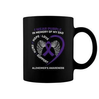 Womens Father Wear Purple In Memory Of My Dad Alzheimer's Awareness V-Neck Coffee Mug | Mazezy
