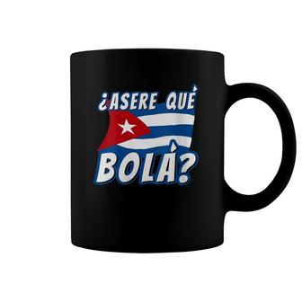 Womens Funny Cuban Saying Havana Cuba Flag Asere Que Bola V-Neck Coffee Mug | Mazezy