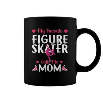 Womens Funny Ice Skating My Favorite Figure Skater Calls Me Mom V-Neck Coffee Mug | Mazezy