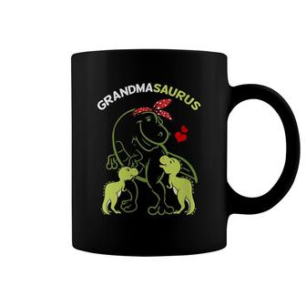 Womens Grandmasaurus Grandma 2 Kids Dinosaur Mothers Day Coffee Mug - Seseable