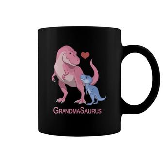Womens Grandmasaurus Grandmother & Baby Boyrex Dinosaurs V-Neck Coffee Mug | Mazezy