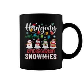 Womens Hanging With My Kindergarten Snowmies Christmas Teacher Coffee Mug | Mazezy
