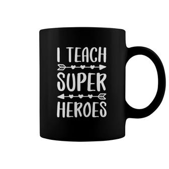 Womens I Teach Superheroes Teacher Gift V-Neck Coffee Mug | Mazezy