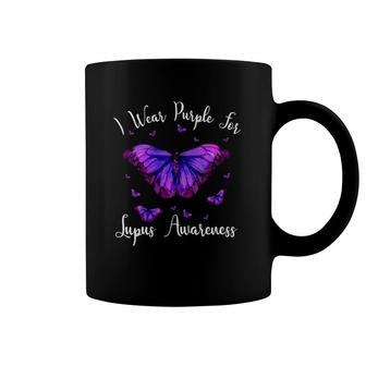 Womens I Wear Purple For Lupus Awareness Costume Butterfly Coffee Mug | Mazezy AU