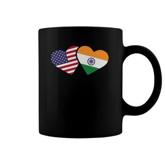 Womens India Usa Flag Heart Indian American Love Coffee Mug | Mazezy